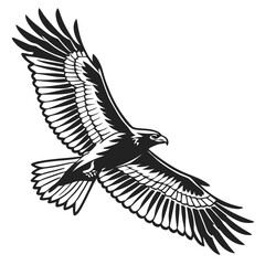 Create the silhouette of a bird in flight, with strong black lines on a white background