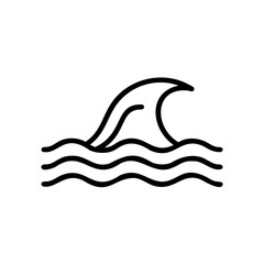 Outline wave crest icon on water ocean