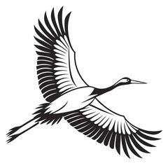 Fototapeta premium Create the silhouette of a bird in flight, with strong black lines on a white background