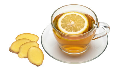 Isolated cup of ginger lemon tea