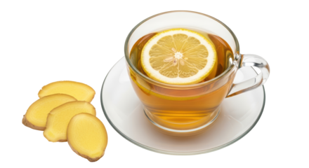 Isolated cup of ginger lemon tea