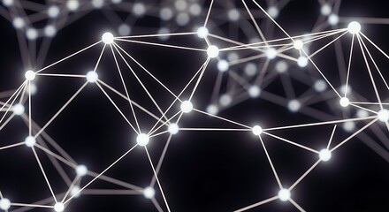 An abstract network of glowing nodes connected by lines, suggesting a complex system or data structure.