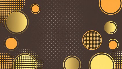 Abstract background with gold and orange circles on a dark brown backdrop