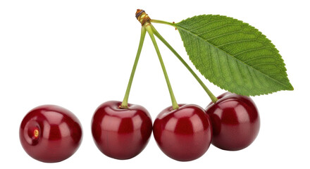 Isolated Cherries with Leaf