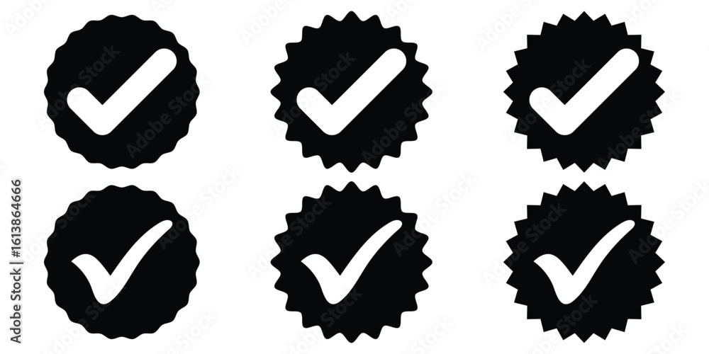 Poster set check mark and cross in circle stock vector. access, right answer icons. checkmark icon. check b