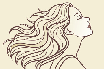 Top view of long, wavy blond hair with natural shine and texture, perfect for illustrating beauty or salon concepts, modern flat illustration style.