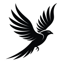 Obraz premium Create the silhouette of a bird in flight, with strong black lines on a white background