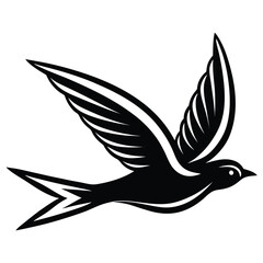 Create the silhouette of a bird in flight, with strong black lines on a white background