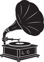 Phonograph Silhouette Vector Icon &ndash; Vintage Music Player Illustration on White