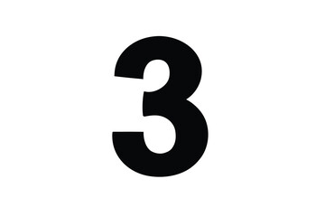 Fototapeta premium Bold Number Three Silhouette on White Background for Graphic Design and Numeracy Projects silhouette bold black