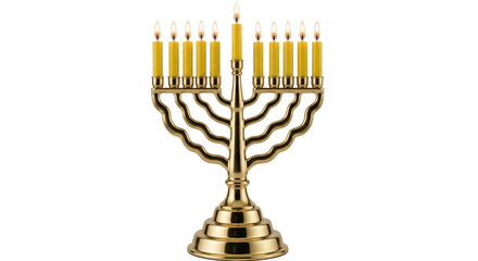 Isolated Golden Hanukkah Menorah