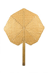 Traditional Thai vintage fan isolated on white background,made from palm leaves,clipping path.