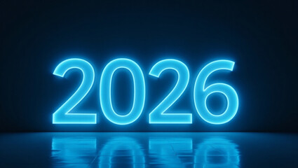 glowing numbers 2026 on the wall




