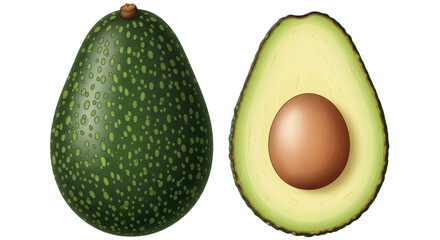 Isolated Two Avocados