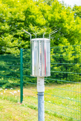 Weather sensors and rainfall measurement device, scientific Meteorological equipment in green park...