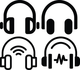 Headphones Vector Icon Audio, Music, and Sound Wave Technology Design