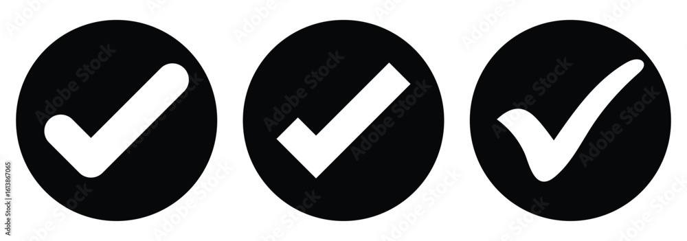 Poster check mark and cross mark icons. set green approval check mark and red cross icons collection in cir