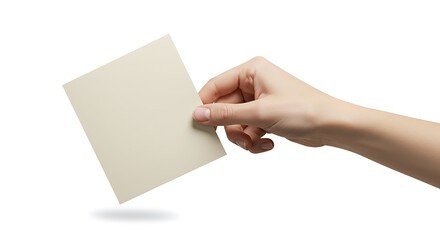 Fototapeta premium Card Held by Hand on White Background