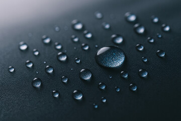 Water Droplets on Dark Surface, Macro Photography