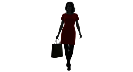 Isolated Woman Silhouette with Shopping Bag