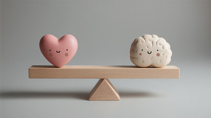 Heart And Brain On Scale Balance Concept for Emotion Versus Logic