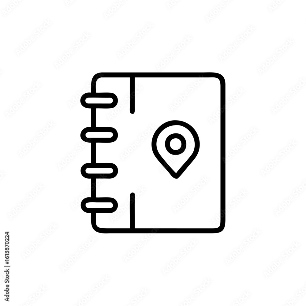Aufkleber minimalist icon a spiral notebook with a location pin bound