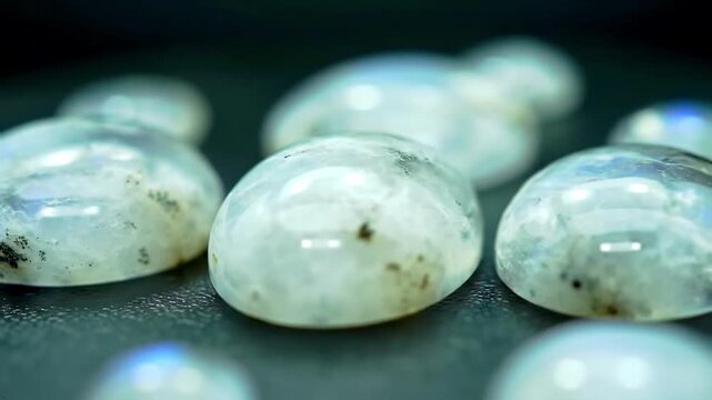 Focus Stack of Moonstone Cabochons Under Soft Diffused Light