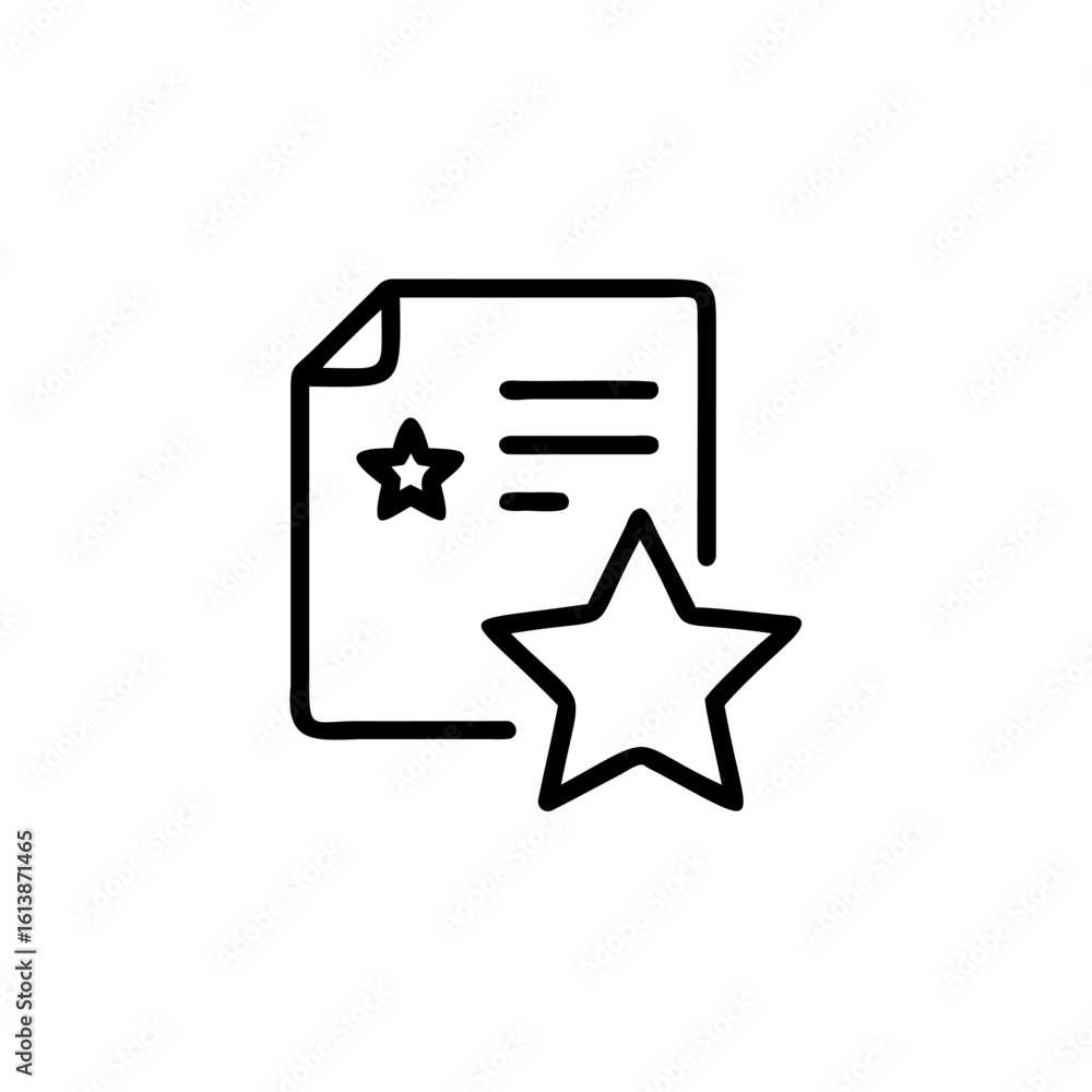 Poster outline a document with stars lines on rating paper