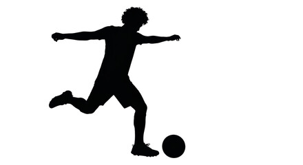 Isolated Soccer Player Kicking Ball Silhouette