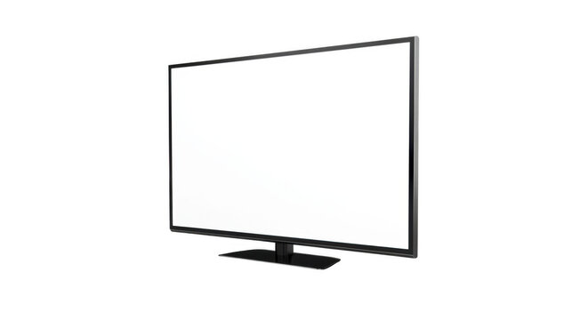 A modern flatscreen television with a blank white display, isolated on a transparent background