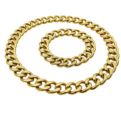 Obraz premium Two golden chains arranged in a spiral shape isolated on transparent background