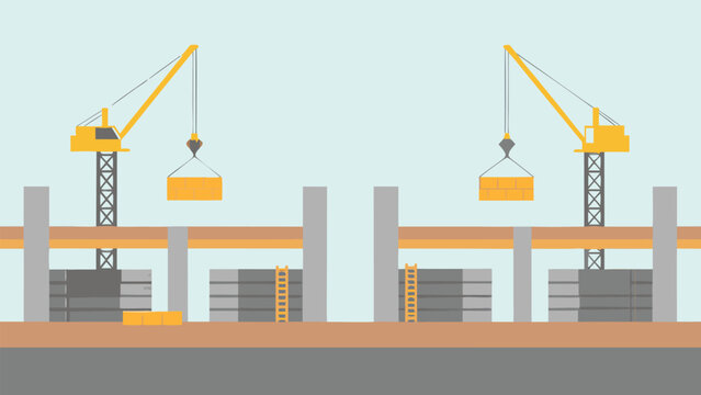 building contruction crane house city icon vector