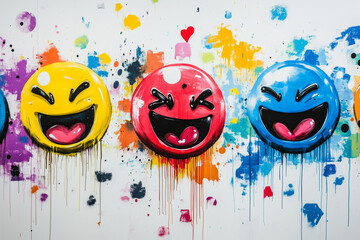 Graffiti emoji on white background