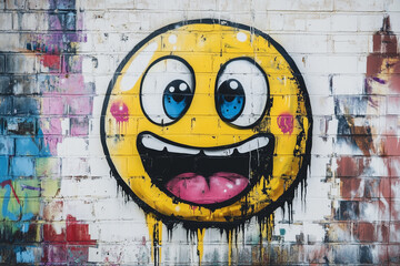 Graffiti emoji on white background