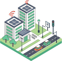 vector isometric building city wifi only