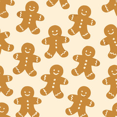 Gingerbread Cookie Pattern Seamless Festive Winter Holiday Design