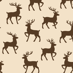 Reindeer Silhouette Pattern Seamless Winter Christmas Festive Design