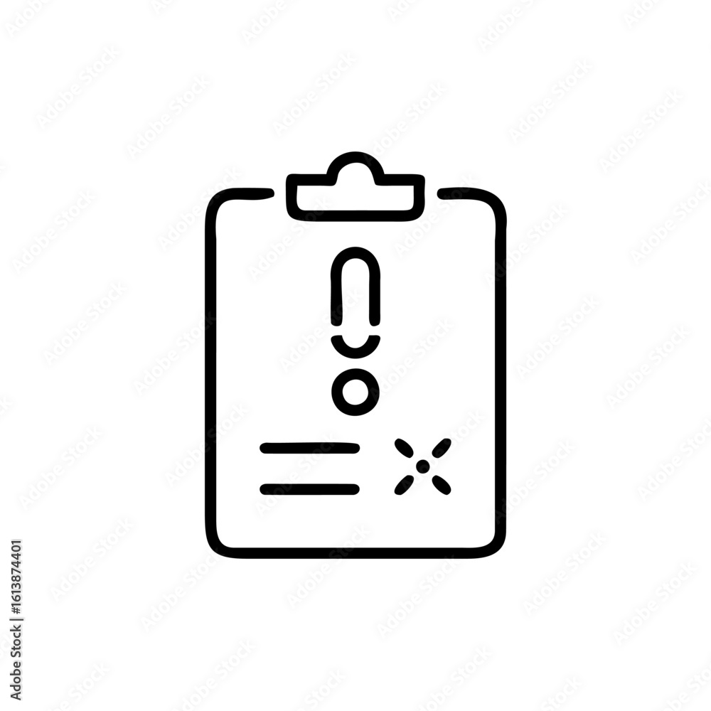 Poster outline clipboard with exclamation mark checklist items document paper