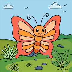 butterfly Cute Animal Children coloring page
