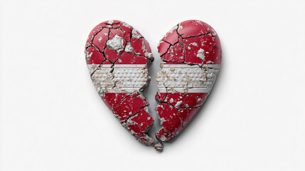 Broken Heart with Austria Flag Texture Symbolizing Political or Emotional Fracture