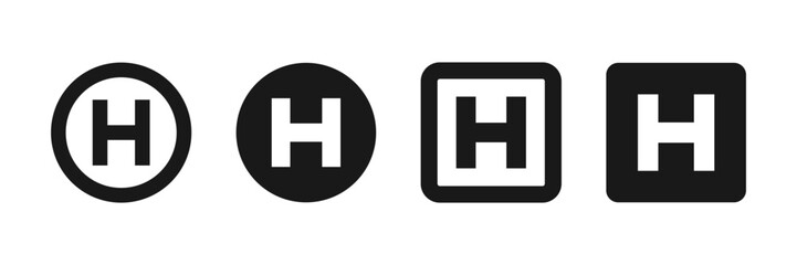 H Symbol Icons Set. Helicopter place H. Vector