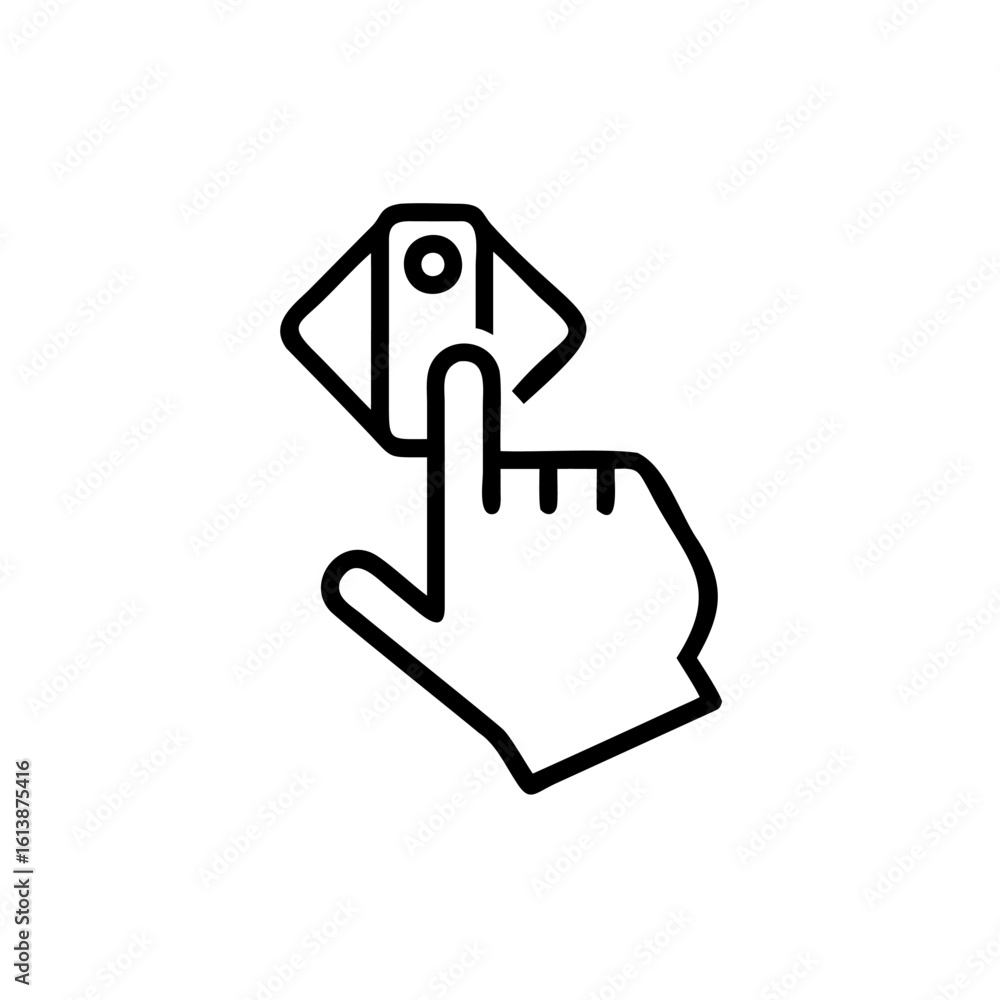 Aufkleber outline hand cursor clicking on digital square icon vector