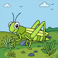 grasshopper  Cute Animal Children coloring page