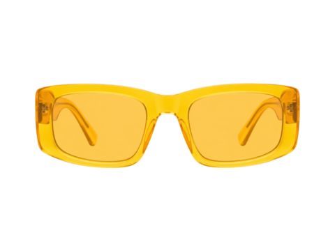 Stylish yellow rectangular sunglasses front view
