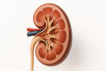 Human Kidney Section: Anatomy Illustration for Medical Studies