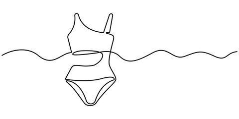 Cute swimsuit icon continuous one line drawing, Swimsuit Summer icon Thin Line Style, One line Cute swimsuit  icon vector background, Bikini Bottom Single Line Drawing with Editable Stroke, 