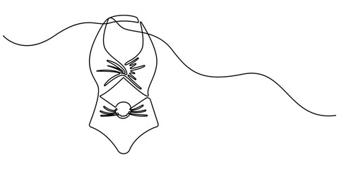 Cute swimsuit icon continuous one line drawing, Swimsuit Summer icon Thin Line Style, One line Cute swimsuit  icon vector background, Bikini Bottom Single Line Drawing with Editable Stroke, 