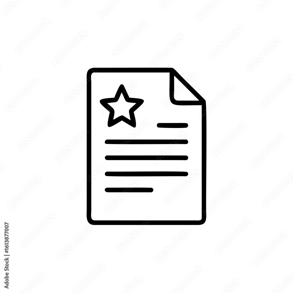 Poster outline icon a document with a star text lines paper symbol