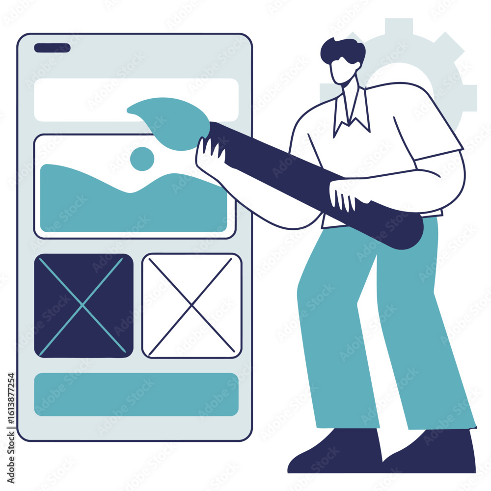 Poster dynamic designer crafting vibrant digital experiences by creating innovative user interfaces for mod