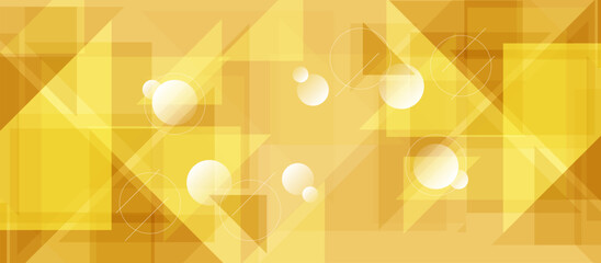 Warm abstract geometric background with overlapping translucent yellow and orange shapes, glowing circles, and thin lines creating a modern layered design